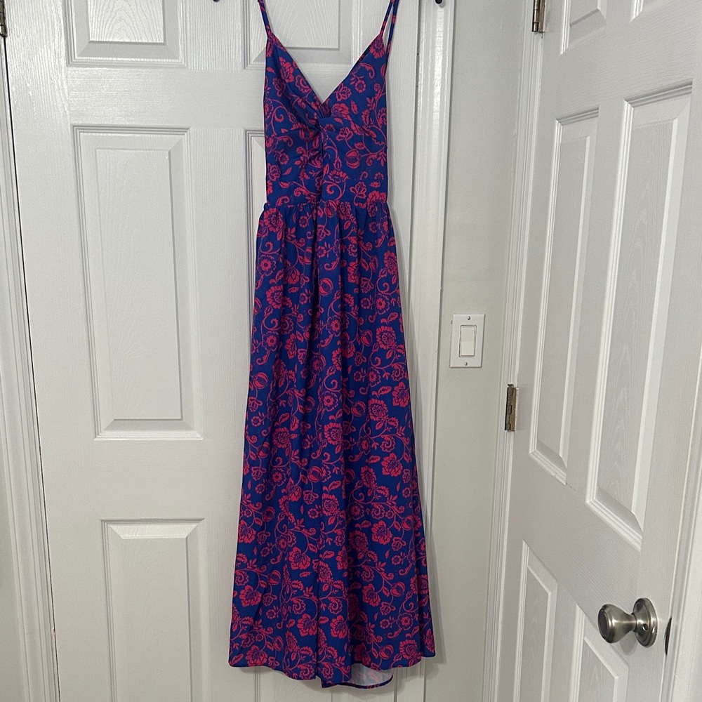 Cupshe Pink and Blue Floral Maxi Dress